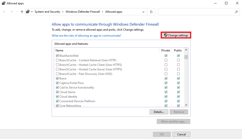 Click on Change settings 