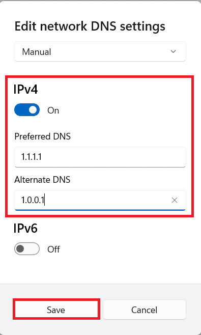 Custom DNS server setting
