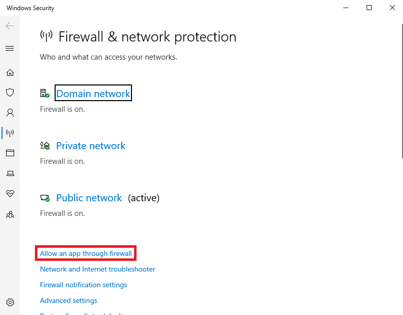 click on Allow an app through firewall. Fix Genshin Impact Error Code 9114