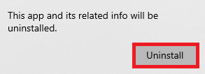 click Uninstall to confirm the step