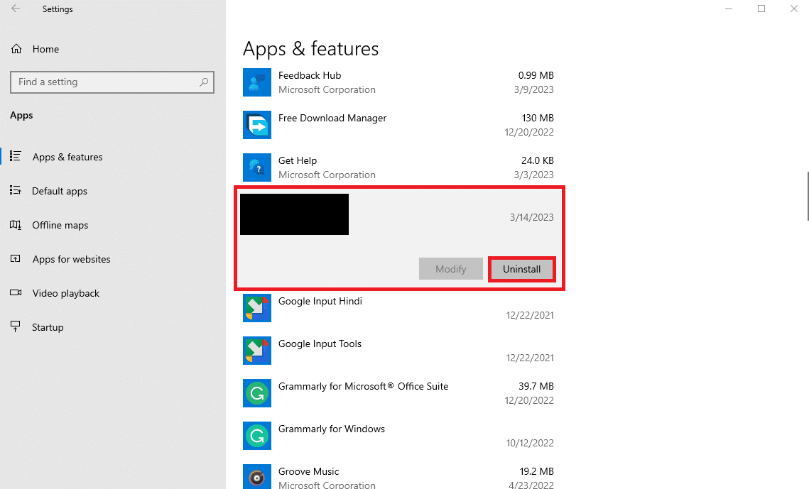 locate and select Ginshin Impact and click Uninstall