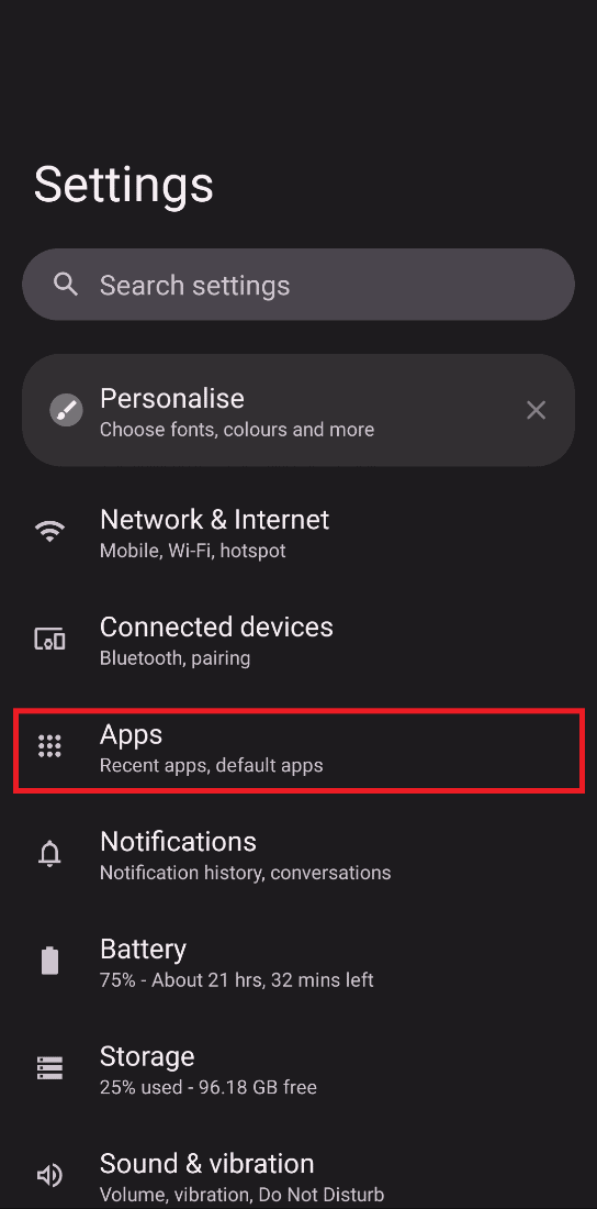 tap on apps 