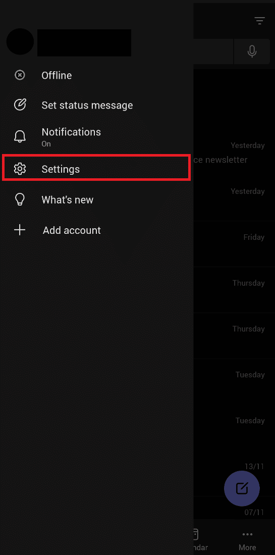 tap on settings 