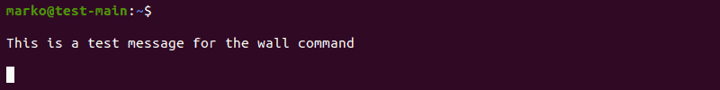The look of the message sent with the wall -n command in the user terminal