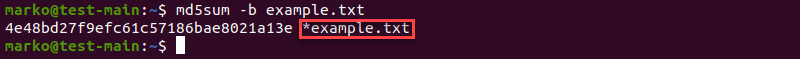 Using the -b option to read checksum in binary mode