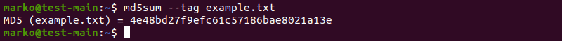 Using the --tag option to output checksum in a BSD format