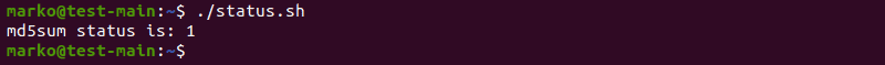 Executing a script illustrating md5sum's --status option