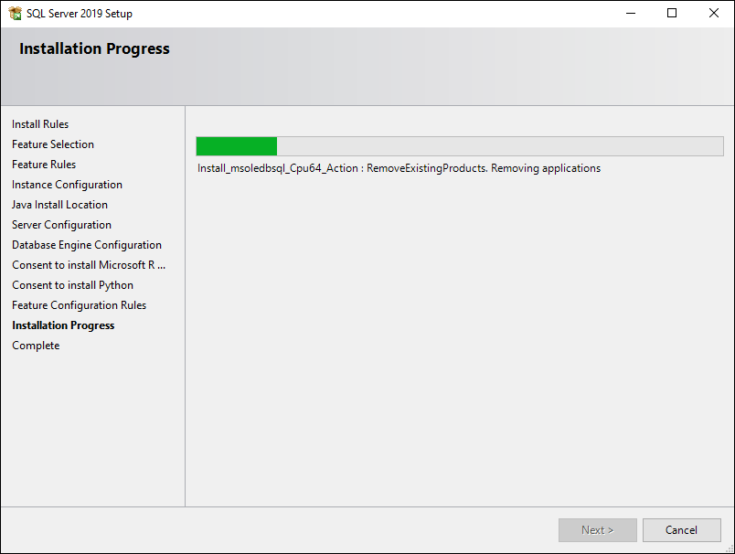 Current installation progress