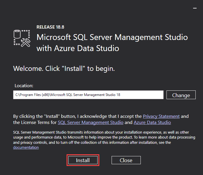 Install SQL Server Management Studio