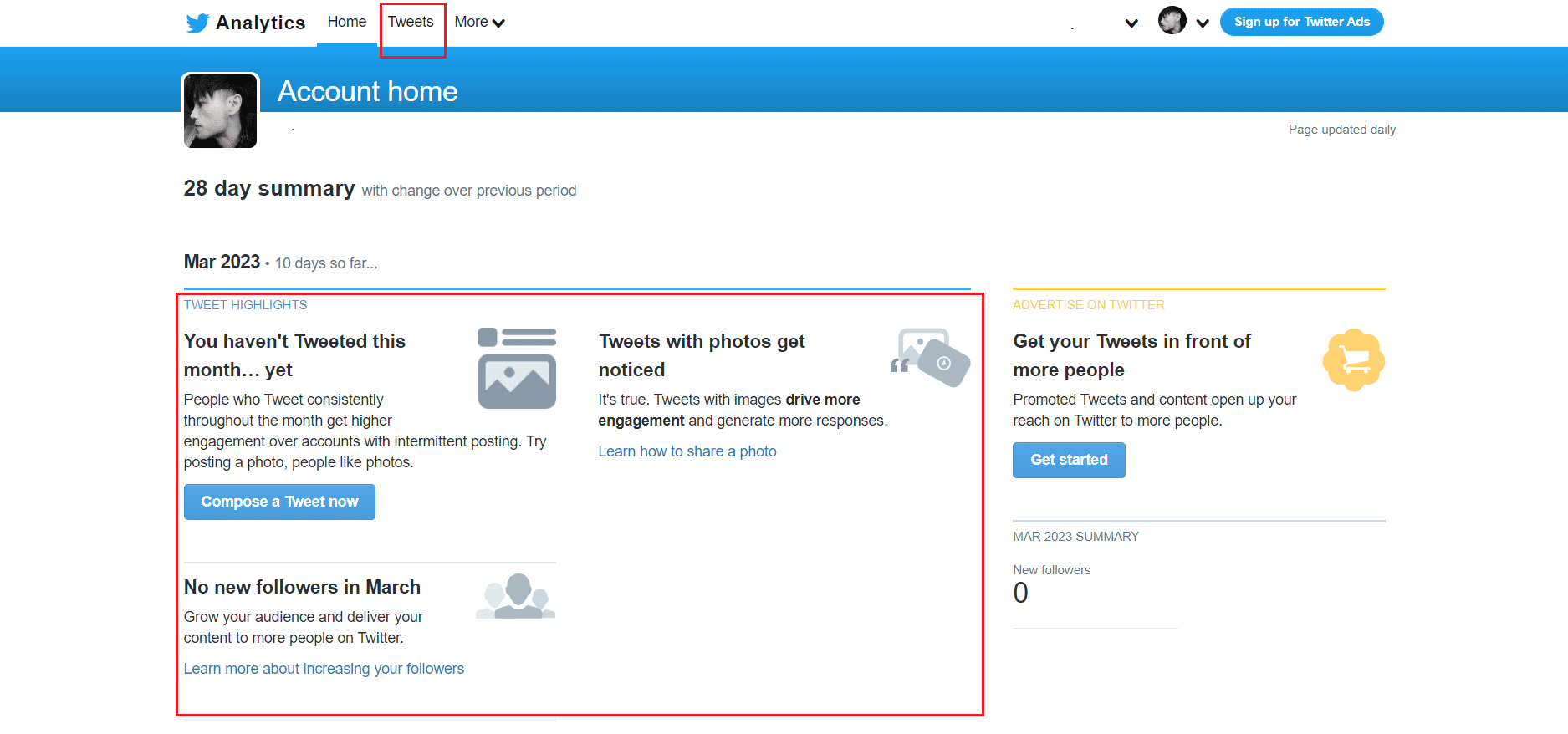 TWEET HIGHLIGHTS - Tweets tab