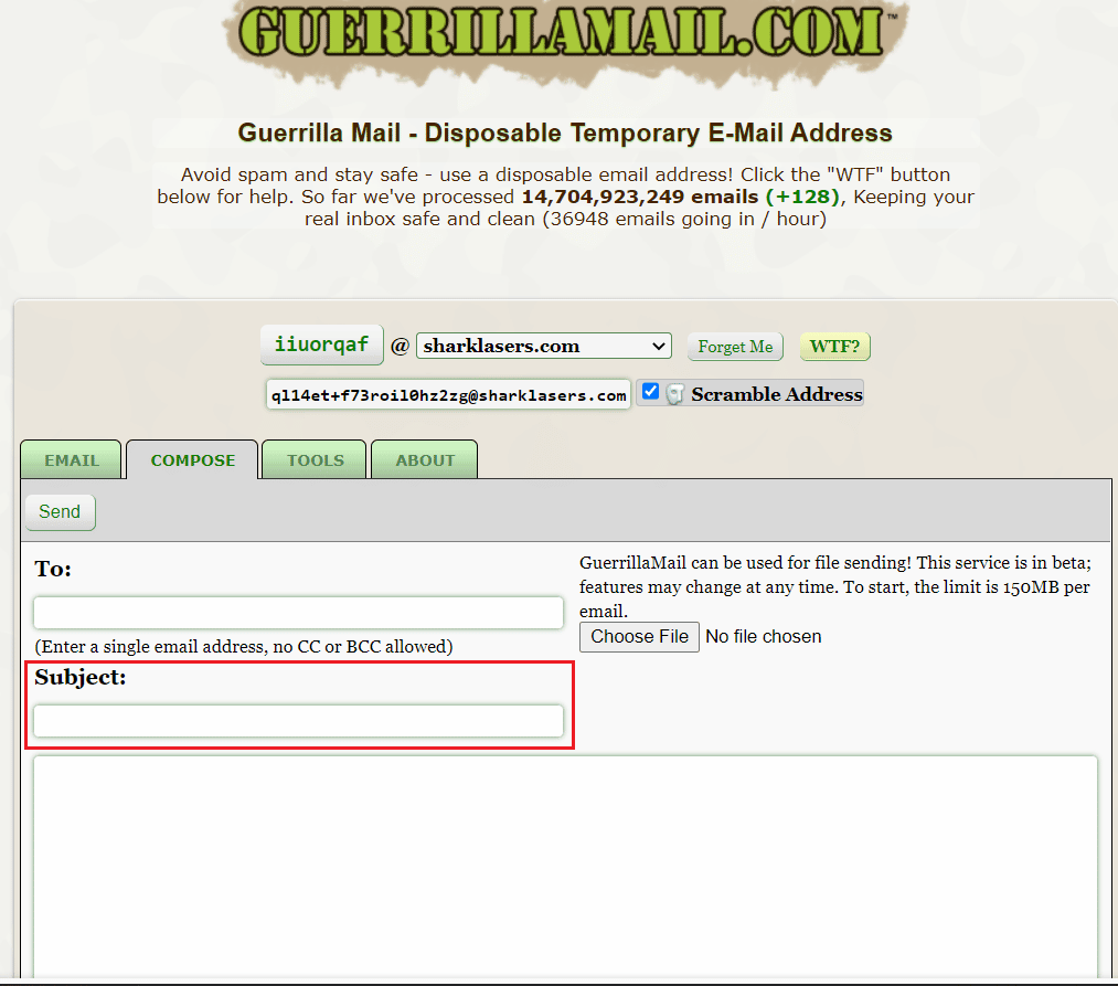 Motive to send the email in Subject: textbox. How to Send Anonymous Email for Free