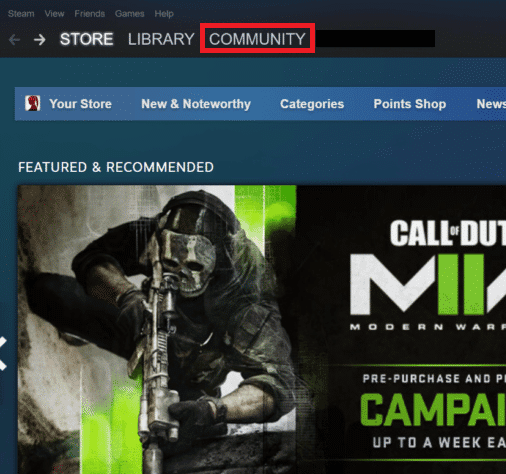 Click on COMMUNITY