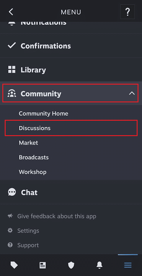 tap on Community - Discussions | How to Unblock Someone on Steam