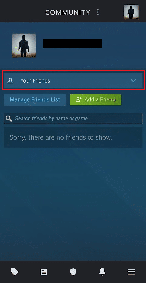 Tap on the Your Friends drop-down option