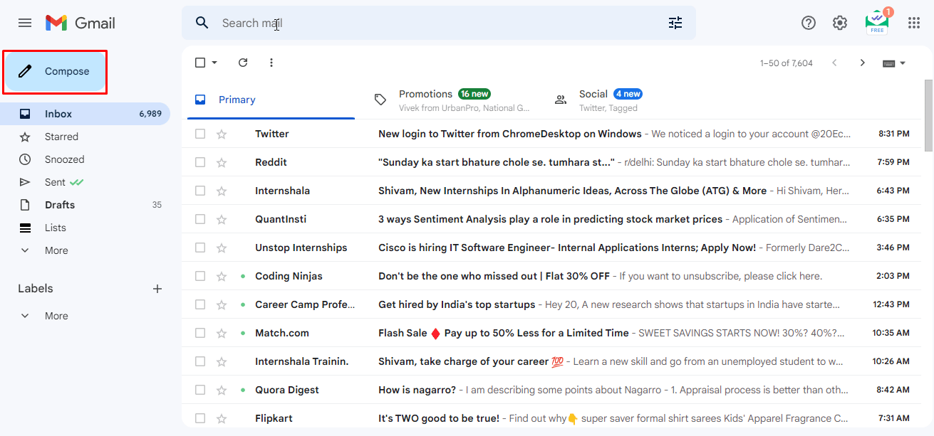 Once you have your Username, Visit the official Gmail website | How to Delete Prizegrab Account