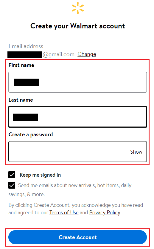 Fill in the necessary details in the respective field and click on Create Account | 