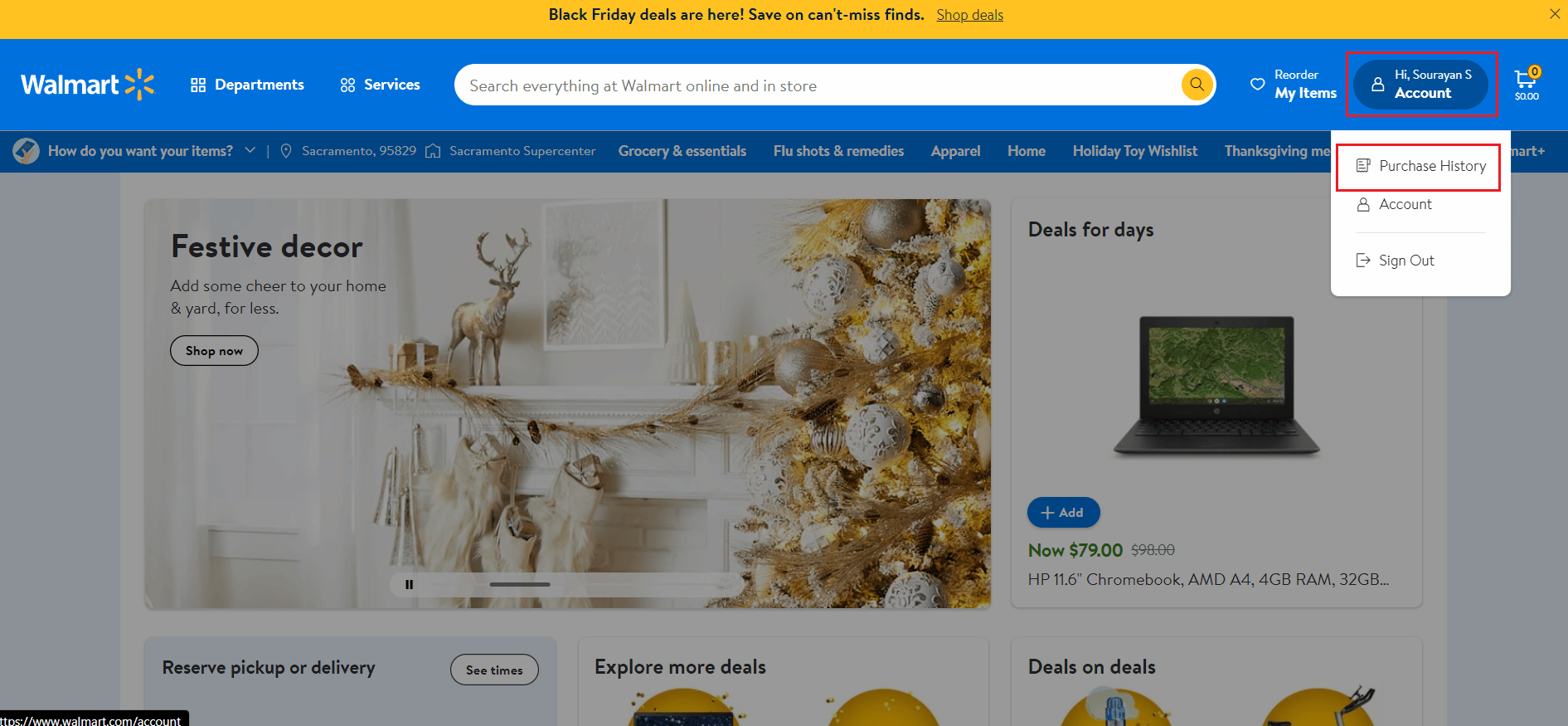 Click on Account - Purchase 