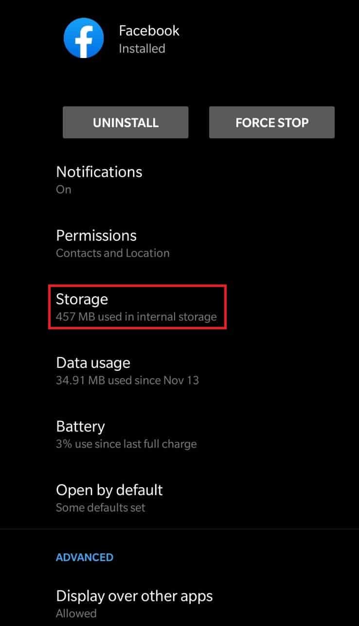 Choose the storage option.