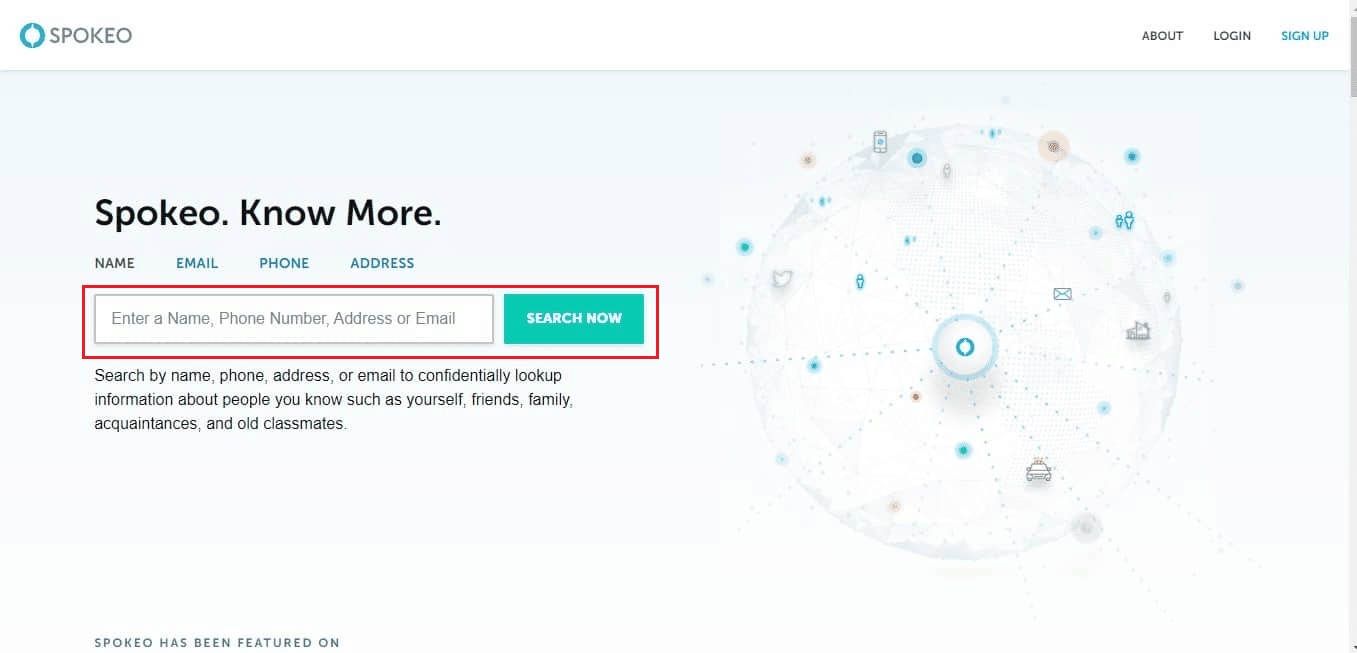 Enter the name, phone number, email, or address, and click on SEARCH NOW