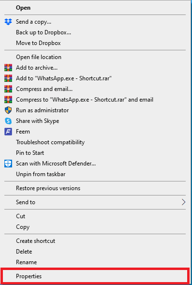 Click on the Properties option. 11 Ways to Fix Desktop WhatsApp Not Opening on PC