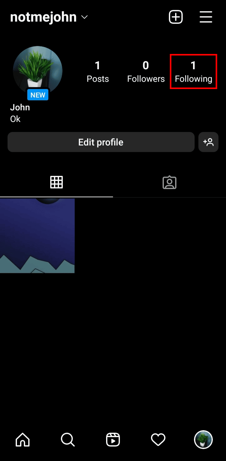 Tap on the Following option beside your profile image.