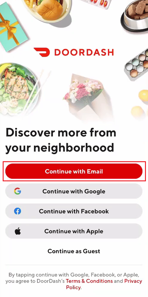 Tap on Continue with Email