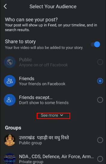 Tap on the See more option, under the Live Settings menu.