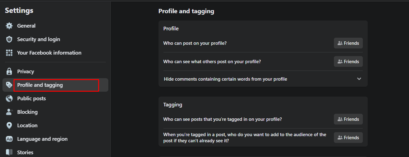 Click on the Profile and tagging option in the left menu bar, Switch to the Profile and tagging tab to access other important privacy setting options. How Do You Turn Off Live on Facebook? 17