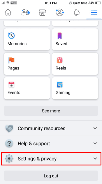 Tap on the Settings & privacy option from the bottom