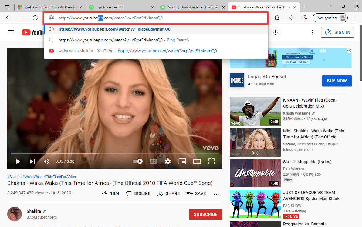 add two P after YouTube in the address bar and hit enter key