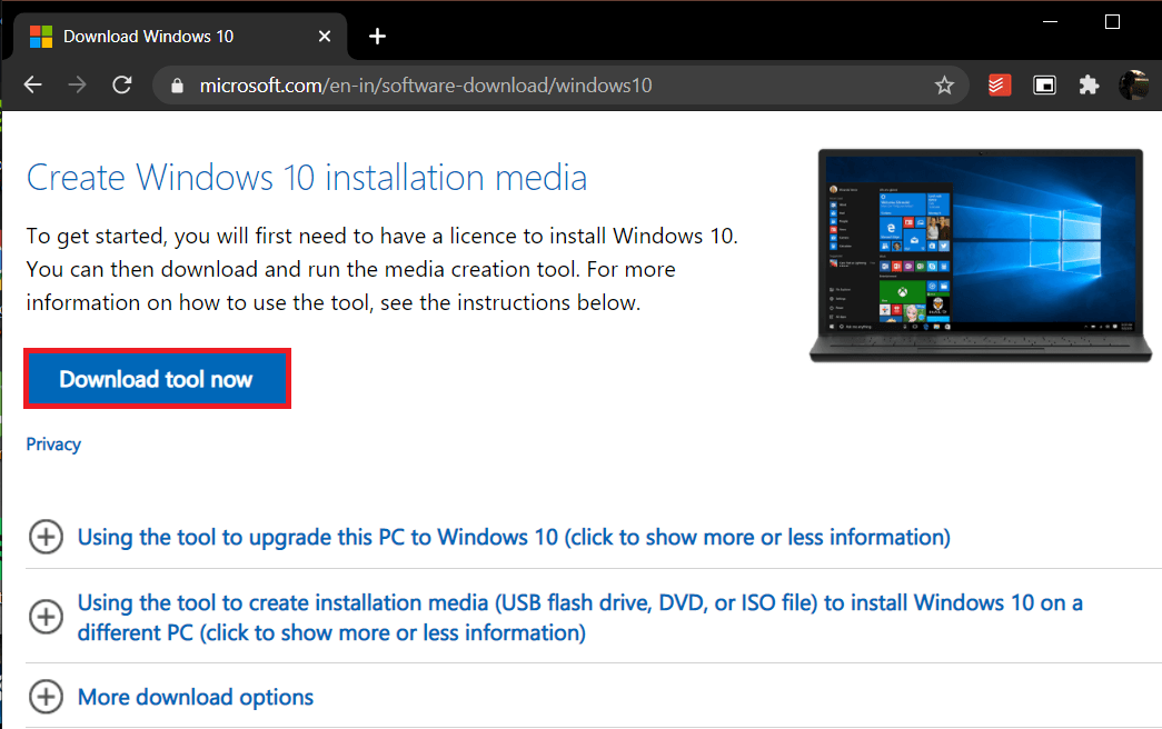 Click on the Download tool now button to start downloading