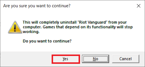 click on Yes to confirm the uninstallation