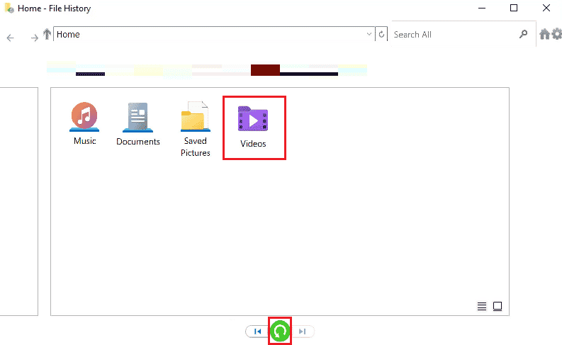 Click on the Restore icon to recover that file in its original location