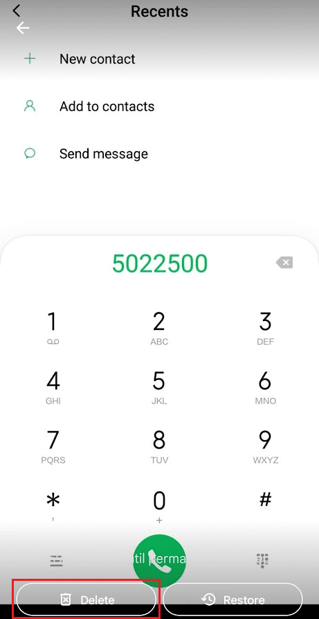 Tap on Delete from the bottom of the screen