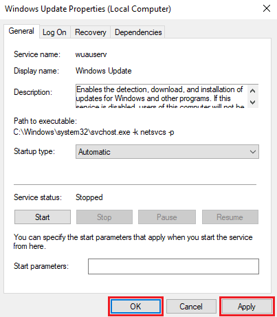 Click Apply and then OK to save the changes. Fix Error Code 0x8078012D in Windows 10