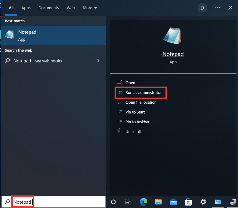 open Notepad as administrator