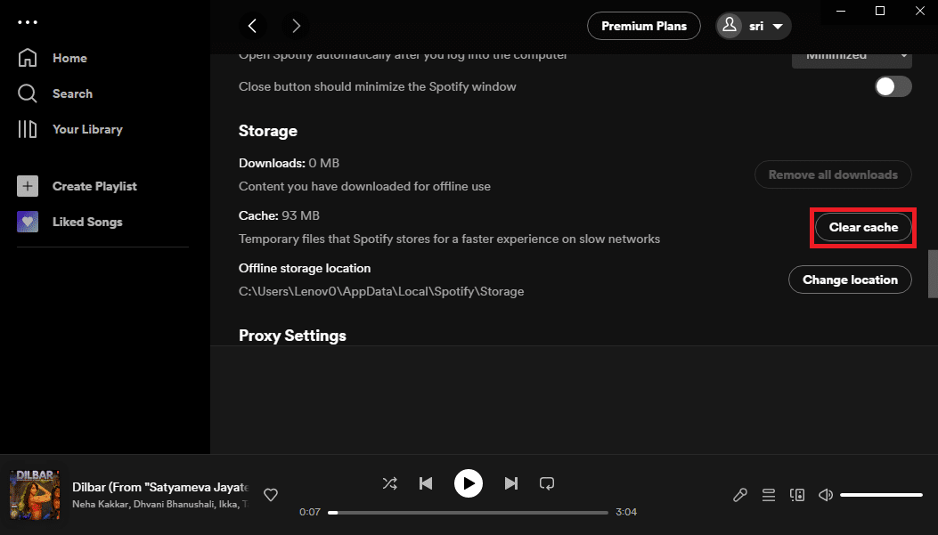 Click on the Clear cache button in the Storage section. Fix Spotify Preview Song Not Working