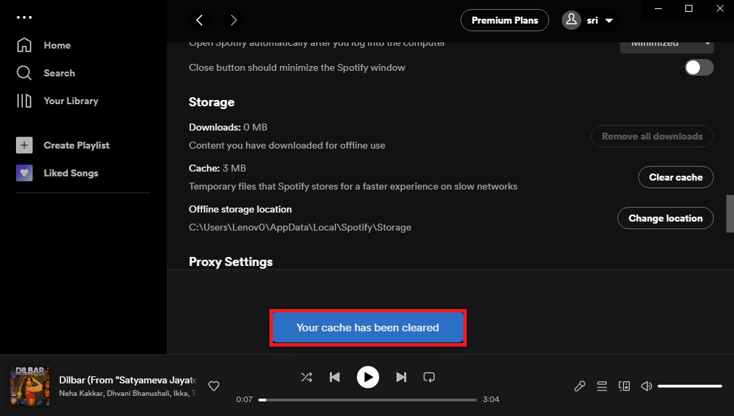 Your cached has been cleared. Fix Spotify Preview Song Not Working