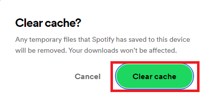 Click on the Clear cache button