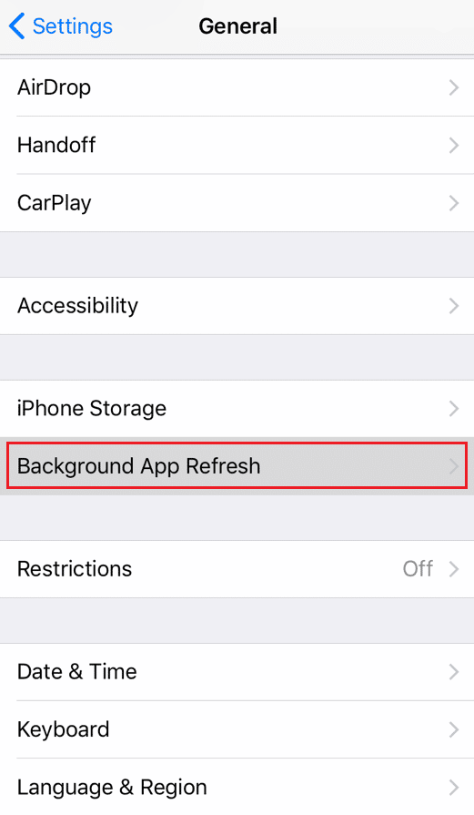 Background App Refresh iPhone