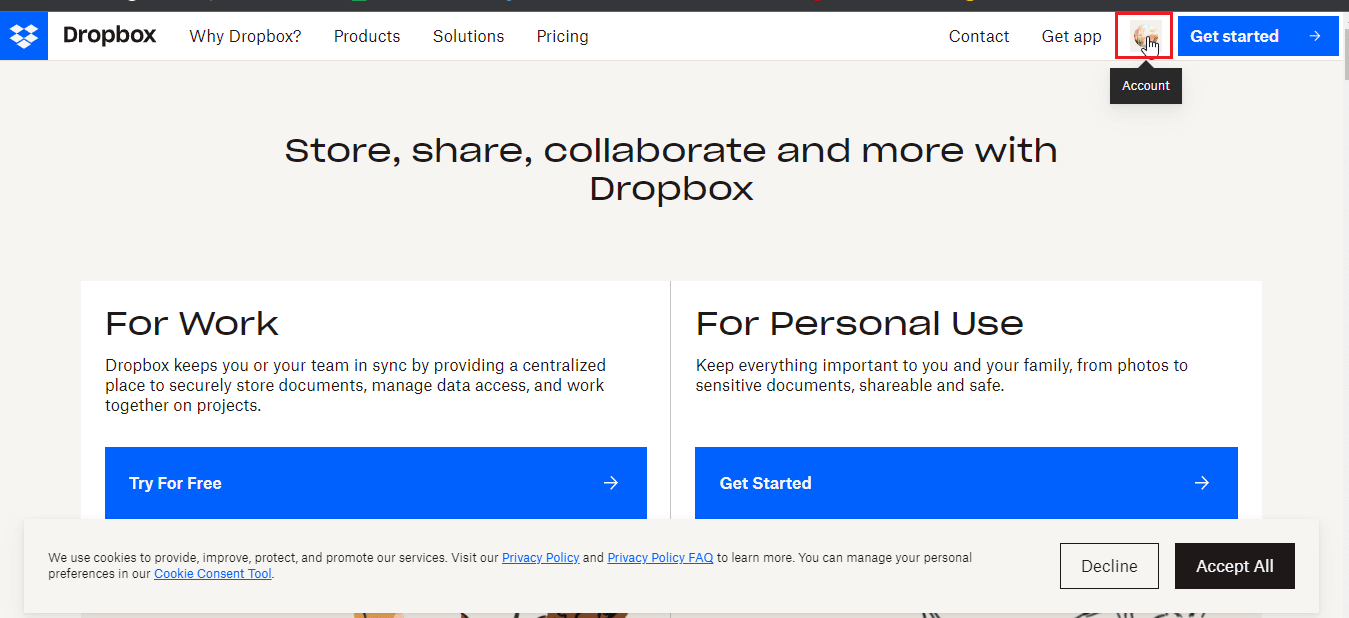 Click on the account profile picture to open Options. Fix Dropbox Error 400 Message in Windows 10