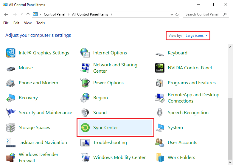 open sync center. Fix Error 0x80070718 in Windows 10
