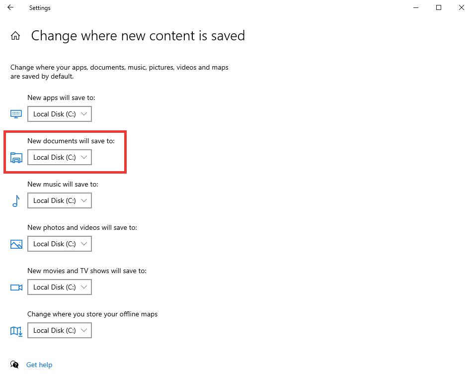 new documents will save to. Fix Error 0x80070718 in Windows 10