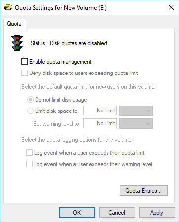 quota settings
