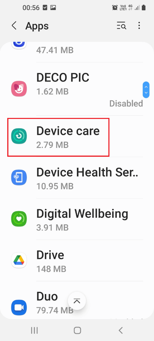 Tap on the Device care app 