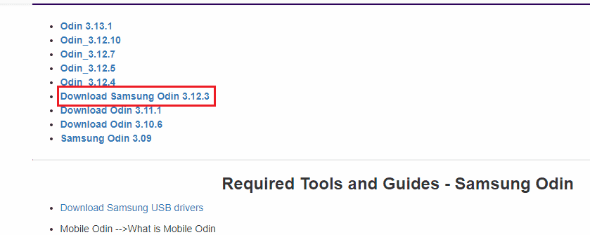 Open the official website of the Samsung Odin and click on the Download Samsung Odin 3.12.3 to install the file