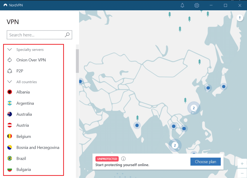 change location in NordVPN