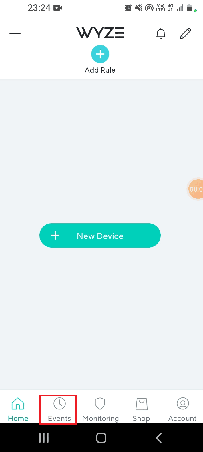 Tap on the Events tab. Fix Wyze Error Code 06