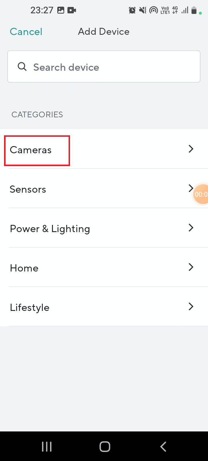 Tap on the Cameras tab 