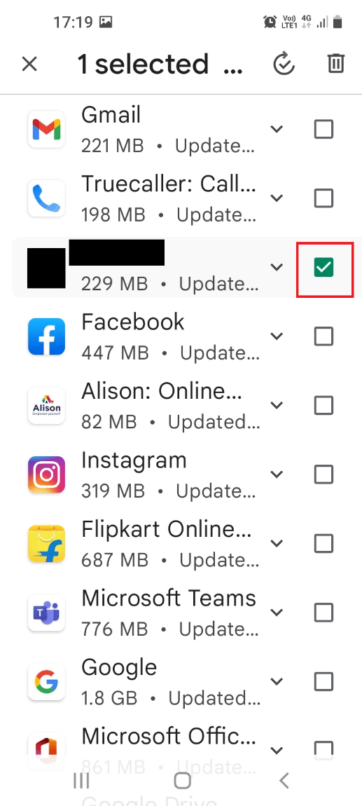 Move to the Manage tab and tick the box next to the app